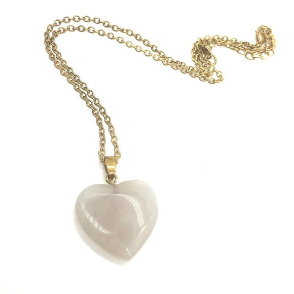 Rose Quartz Heart Necklace - Picture 1 of 5